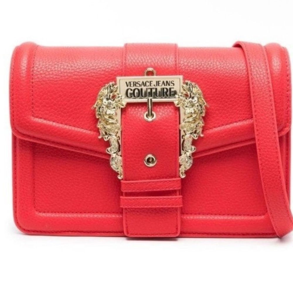 VERSACE Jeans Couture Red Crossbody Bag with Baroque Buckle NWT
